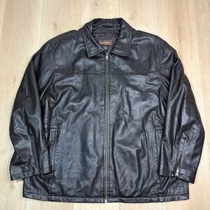 Danier Black Genuine Leather Full Zip Jacket Mens 2XL Classic Biker Minimalist